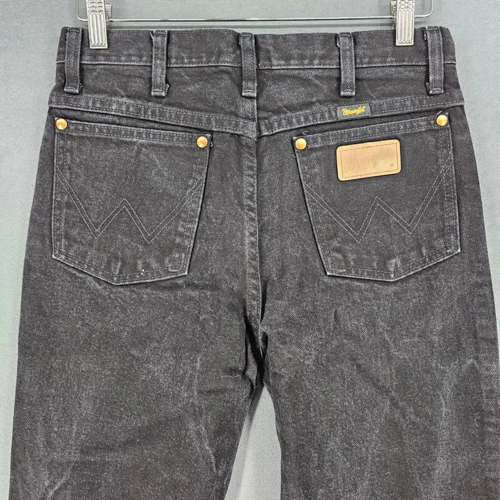 Wrangler Jeans Mens 28x30 Black Western Cowboy Cut Straight Leg Denim 936BK
